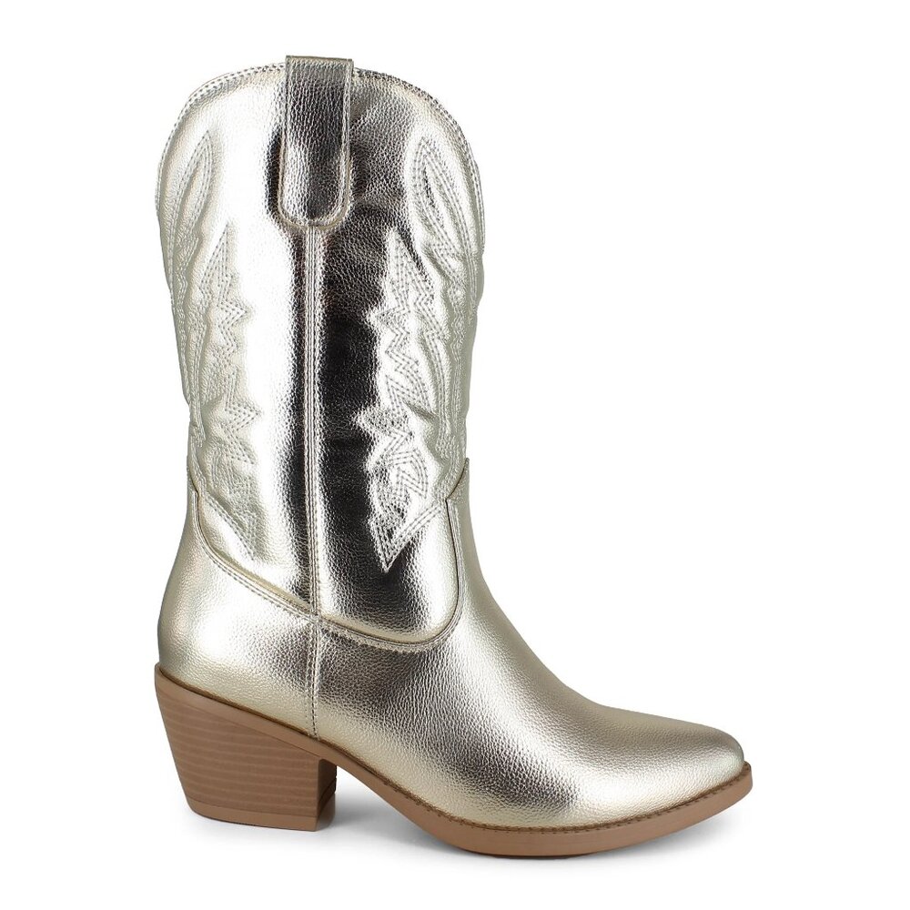 Women's Cowboy Boots Size 7 or 7.5 Unionbay Gold Faux Leather